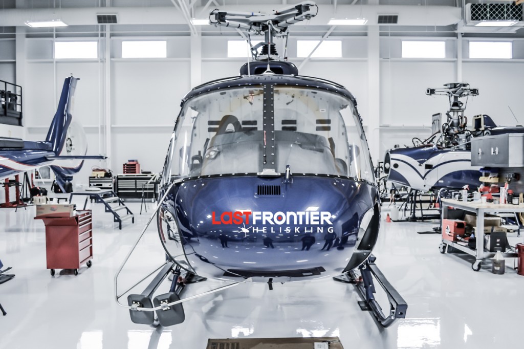 Last Frontier Heliskiing Helicopter In The Hanger