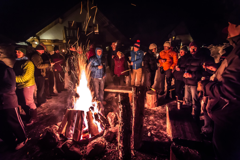 Having A Good Time After Skiing Is Just As Important. The Weekly Bonfire Ritual At Last Frontier Heliskiing.  Photo - Steve Rosset