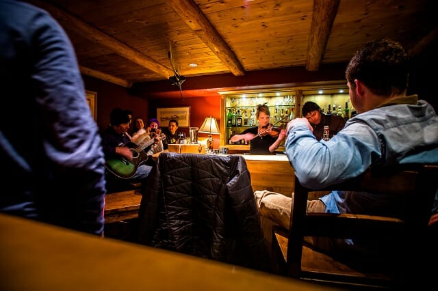 Hunt Powder On A Heli Ski Safari 3 Nightly Entertainment Is The Perfect For Unwinding From A Day Big-Game Powder Hunting | Photo Reuben Krabbe